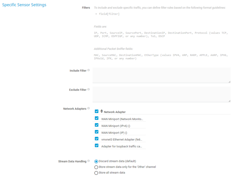 Specific Sensor Settings